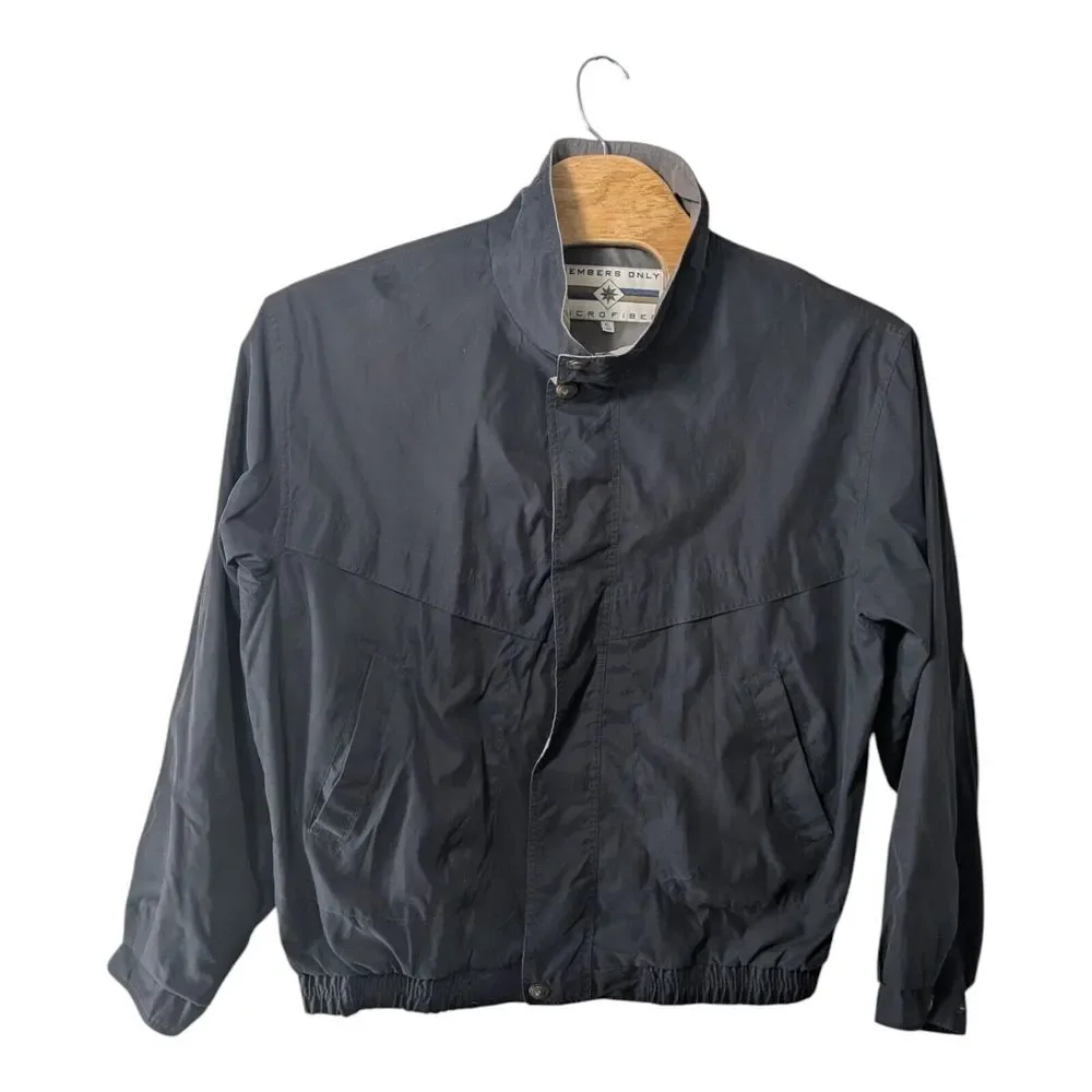 Vintage Members‎ Only Microfiber Men's XL Long Full Zip Brass Snaps Black Jacket